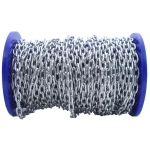 Catena in acciaio tondo da 6 mm al metro su bobina blu, adatta per la nautica.