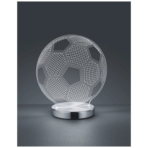 Lampada da tavolo LED Ball cromata con design a pallone, colore della luce regolabile.