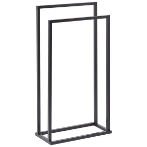 Portasciugamani Recreo autoportante in acciaio nero con 2 bracci (45x85 cm).