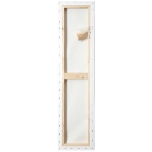 Weißer Keilrahmen Classic 20x80 cm mit Leinwand, Rückansicht mit Holzkeilen.