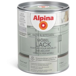 Alpina Möbellack Bath & Kitchen Silver Leaf, 750ml Dose. Lack für Möbel und Küche.