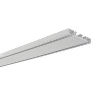 Binario per tende Gardinia in alluminio bianco a 2 vie, lunghezza 250 cm.