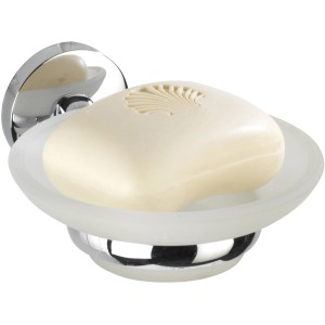 Wenko portasapone Cuba, cromo/bianco con sapone, per montaggio a parete.