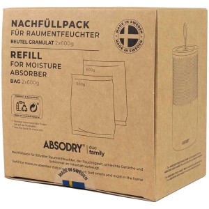 Absodry Duo Family recharge, 2x600g granulés pour déshumidificateur.