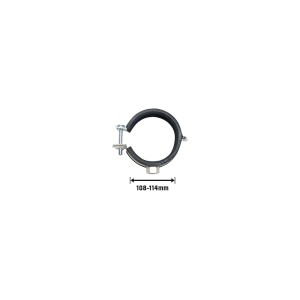 Collare di supporto insonorizzato (Ø 108-114 mm) in acciaio zincato con inserto in gomma.