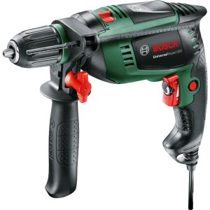 Trapano a percussione Bosch Universal Impact 800 con impugnatura supplementare, verde/nero.