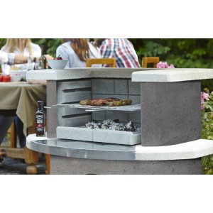 Buschbeck Grillbar Stockholm en béton armé avec grille et garniture en acier inoxydable.