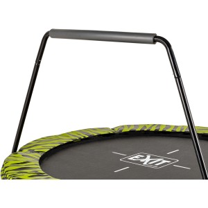 Dettaglio: Trampolino EXIT Tiggy Junior, nero e verde, con barra di sicurezza.