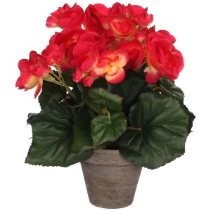 Begonia artificiale rosa scuro in vaso, Ø 20 cm, altezza 25 cm.