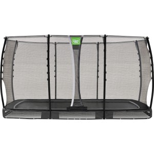 Trampolino interrato nero EXIT Allure Classic 214x366 cm con rete di sicurezza.