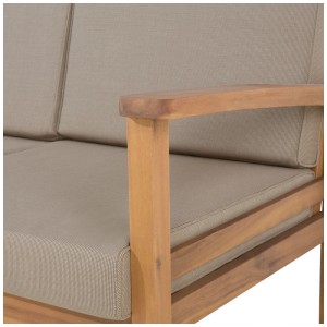 Gros plan : Ensemble lounge Manila 4 places en acacia marron clair.