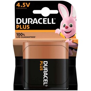 Batteria alcalina Duracell Plus, batteria a blocco da 4,5V per dispositivi ad alta potenza.