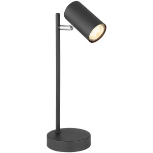 Lampada da tavolo a LED in metallo nero, GU10, 5W, Ø 12cm, altezza 35cm. Lampada moderna per scrivania.