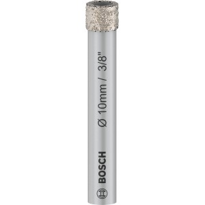 Punta diamantata Bosch 10mm per piastrelle in ceramica. Punta argentata con punta diamantata ruvida.