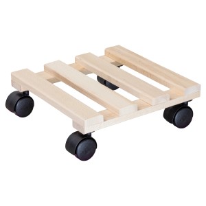 Wagner Paletti GH 0330 sottovaso con rotelle in legno, 28x28x8cm.