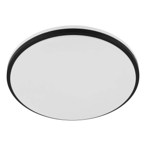 Plafonnier LED CCT noir Eglo Expert Margidore, Ø 34 cm, adapté aux pièces humides.