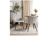 Beliani Chaise de salle à manger Casmalia velours Beige 2 pcs