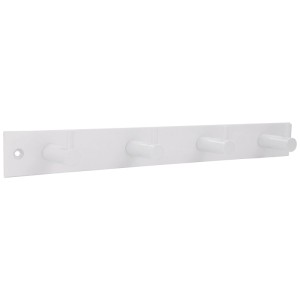 Weiße Siro Hakenleiste aus Stahl mit 4 Haken, Länge 322 mm.