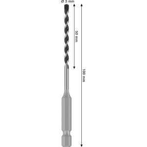 Punta per piastrelle Bosch Pro Hex-5, diametro 3 mm, lunghezza 100 mm, colore argento.