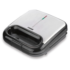 Tostapane Rotel per sandwich in acciaio inox e nero, 750 W, chiuso.