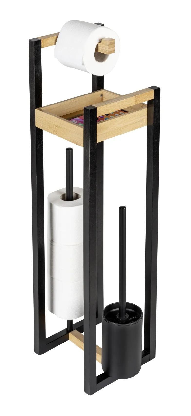 Scopino WC Spirella Quadro Nero Opaco Gres | Arredo Bagno Minimal 45cm