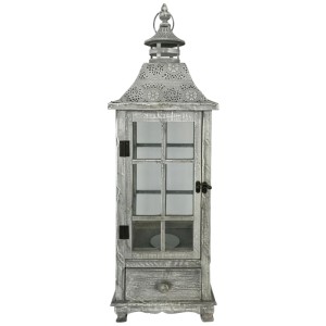 Lanterna in legno / metallo Grigio 23 x 23 x 76 cm