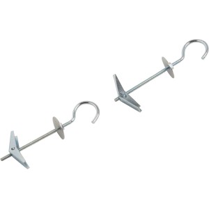 Lot de 2 chevilles à ressort LUX avec crochet, 3x100mm, pour murs creux et plafonds.