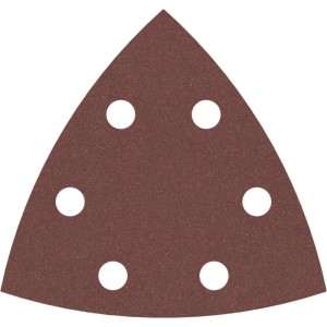 Feuille abrasive Bosch Delta F460 marron, grain 240, 6 trous et velcro pour bois et peinture.