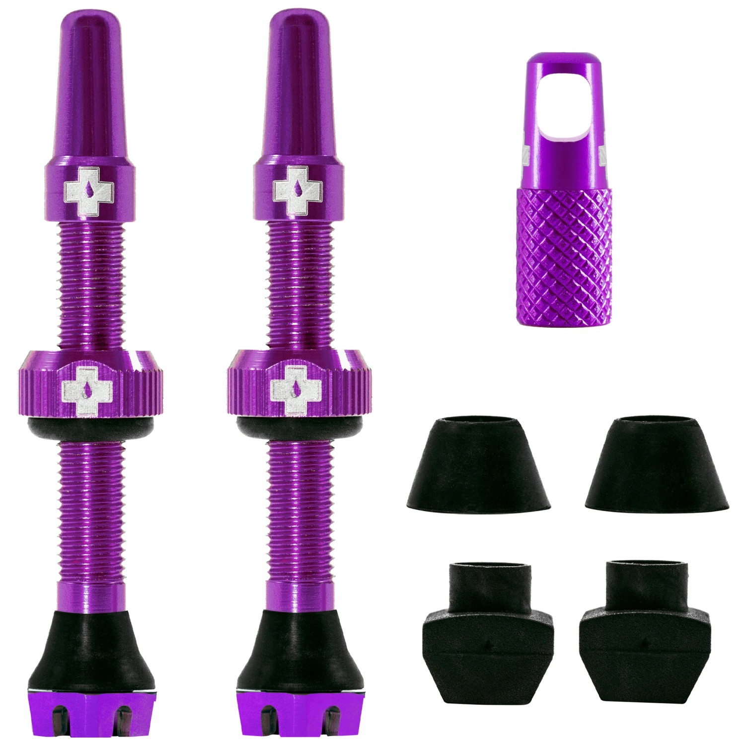 Muc-Off Tubeless Ventile Presta 60mm Lila - Fahrradventile Mit Werkzeug Anti-Leck