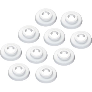 Dieci rosette a cerniera bianche (Ø 18mm) per coprire i passaggi dei tubi.