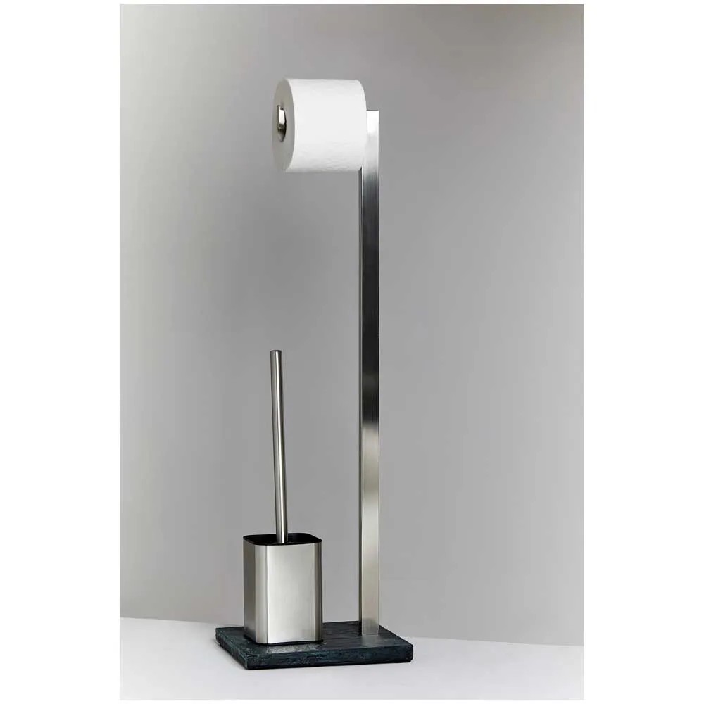 Wenko Stand-WC-Garnitur Slate Rock Edelstahl Grau (HxBxT) 73,5 x 23 x ...