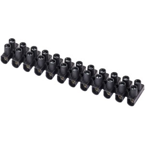 Morsetti a pettine neri a 12 poli per cavi fino a 4 mm², set da 10 pezzi.
