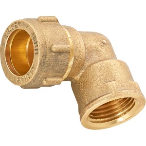 Raccordo a gomito a compressione in ottone, Ø 18 mm x 18,6 mm (Rp 1/2), per installazione tubi in rame.