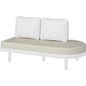 Cuscino seduta destro per lounge da giardino modulare Waldport, beige con cuscini schienale bianchi.