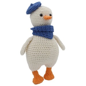 Set Hardicraft per un'oca Gaston all'uncinetto (20 cm): bianco, arancione e blu. Set creativo per figure di animali.