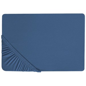 Lenzuolo con angoli Beliani Janbu in cotone blu navy, 90x200 cm.