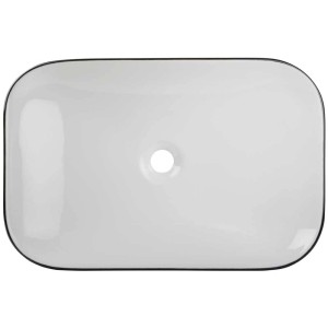 Vasque à poser Cuando, 60 cm, blanc avec bord noir, forme ovale.