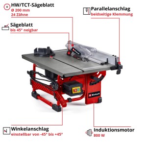 Einhell TC-TS 8 I sega circolare da tavolo: Sega compatta con motore a induzione e piano di lavoro in acciaio.