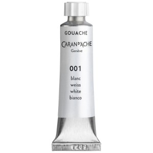 Caran d'Ache Gouache Tubo Bianco, 10 ml, per scuola e hobby.