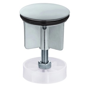 Wenko tappo eccentrico cromato, Ø 4 cm, argento lucido per lavabi.