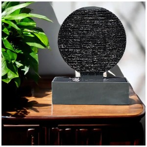 Fontaine de table Climaqua Ayo M en ardoise, design rond pour intérieur.