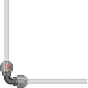 Gardena Raccordo a L 25 mm per sistemi di irrigazione, per cambiare direzione ai tubi.
