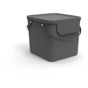 Cestino per riciclaggio Rotho Albula antracite, 40 l, con coperchio e maniglie.