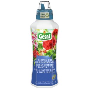 Gesal Fertilizzante Gerani 1 l per fioriture rigogliose e foglie verdi.
