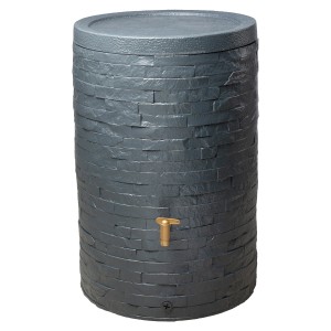 Serbatoio acqua piovana 4rain Arondo 250 l grigio con effetto pietra e rubinetto.