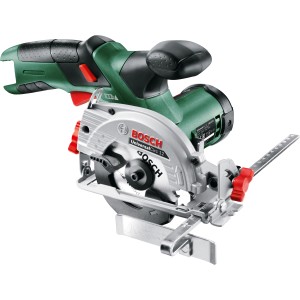 Sega circolare a batteria Bosch UniversalCirc 12 verde e argento, batteria non inclusa.