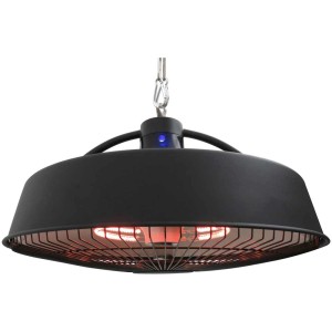 Chauffage de terrasse Sonnenkönig Chama, un radiateur de plafond noir pour l'extérieur.