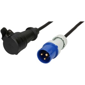 Adapterkabel CEE, 16A, 230V, 1,5m mit Stecker und Kupplung für den flexiblen Einsatz.