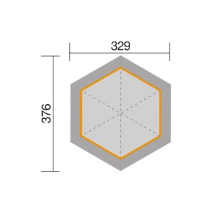 Pianta Weka Padiglione 656 Gr.2, 399x461cm, esagonale, dimensioni 329x376cm