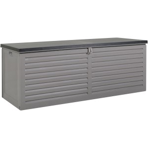 Box contenitore cuscini Salango in plastica grigia, 143,5x53,4x56,8 cm, per riporre i cuscini dei mobili da giardino.